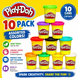 Play Doh Modeling Compound 10-Pack Case of Assorted Colors, Non-Toxic 2 oz. Cans, Back to School Gifts, Prizes, & Party Favors, Preschool Toys for Kids, Ages 2+ (Amazon Exclusive)