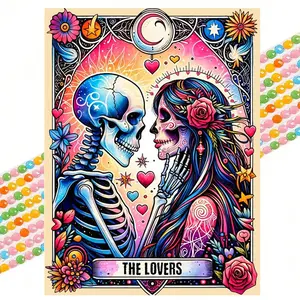 The Lovers Skeleton Pattern DIY Diamond Arts Colorful Painting Kit without Frame, Christmas DIY 5D Diamond Arts Colorful Painting Kit for Beginner, Wall Art Decor for Home, Christmas Gift, Diamond Painting Kits