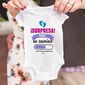 Surprise Baby on The Way Please Wait Printed Baby Bodysuit Pregnancy Announcement Clothes Newborn Short Sleeve Jumpsuit Romper