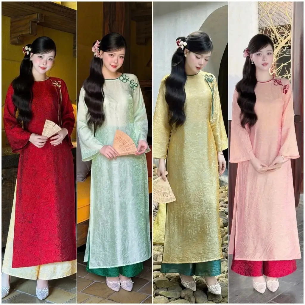 Elegant Brocade Ao Dai Set – Sophisticated Traditional Style