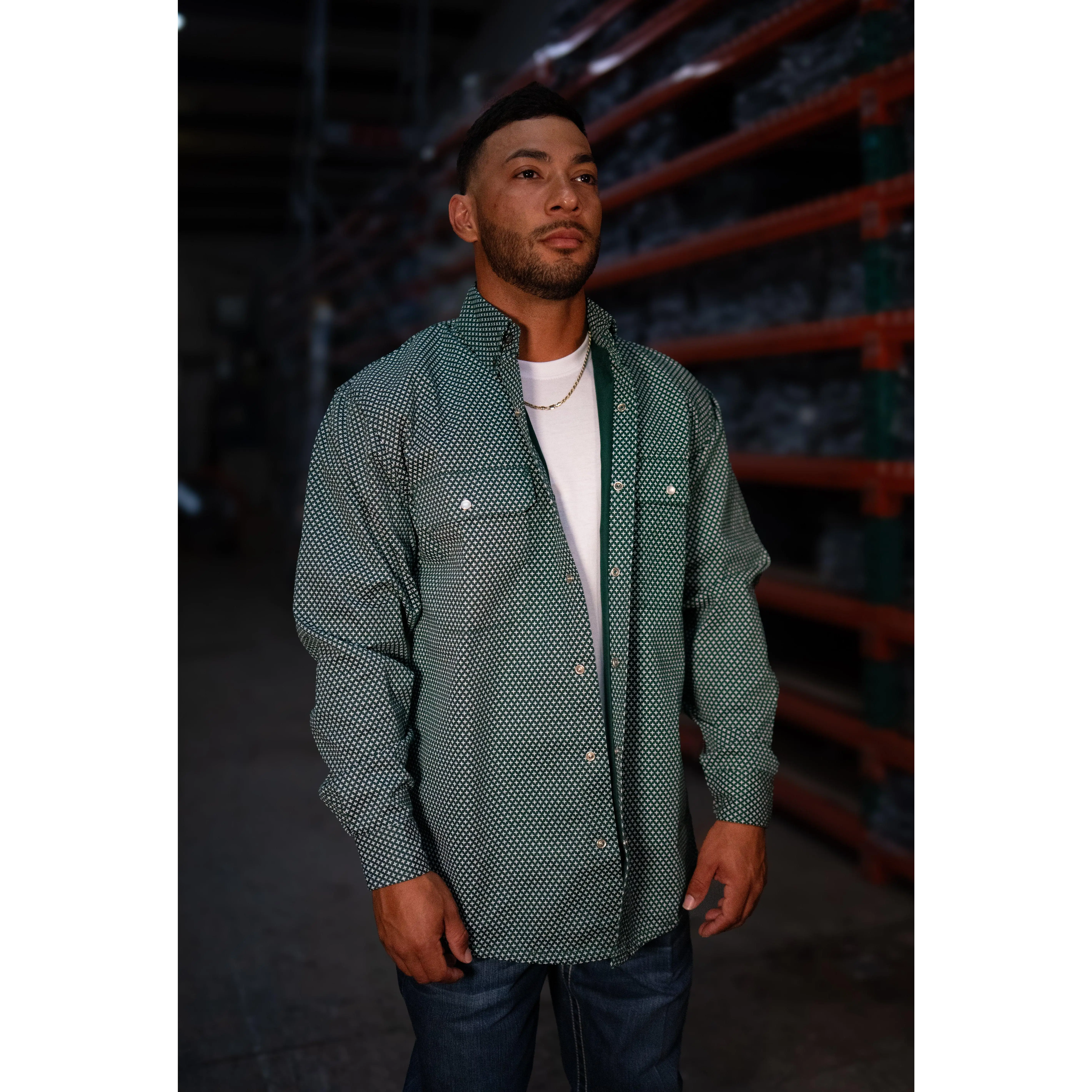 FR Pearl Snap Work Shirt - Gunner Green