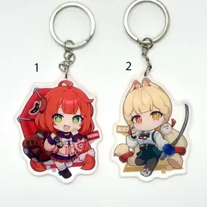 ZZZ Alice Yuzuha Chibi Double Sided Acrylic Charms Key Chains Accessories Zenless Zone Zero Merch