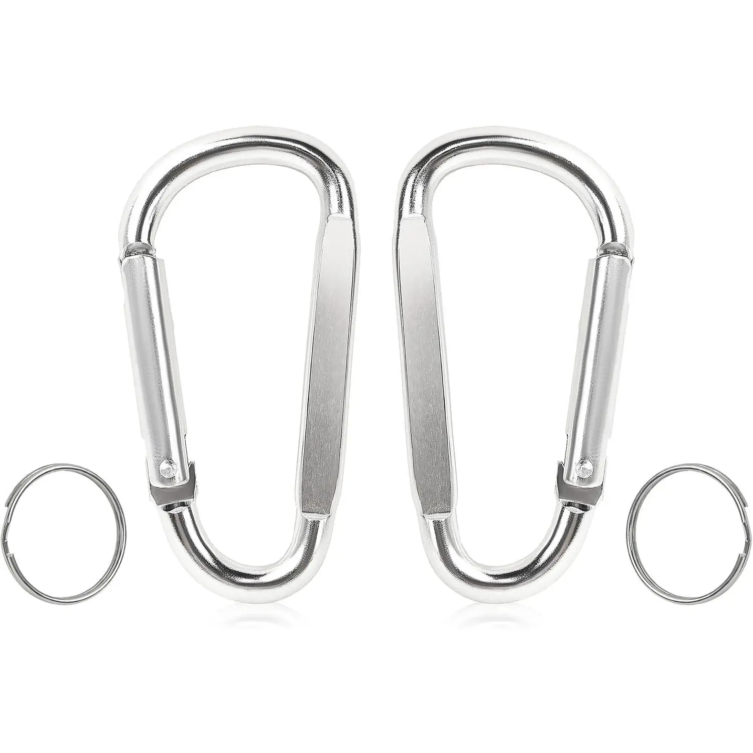 Adults' 2PCS Heavy-Duty 3 Inches Aerospace Aluminum Alloy D-Ring Carabiner Spring Clips - Light 705oz Fastener Hooks with Key Chains for Leash, Outdoor Gear, Travel
