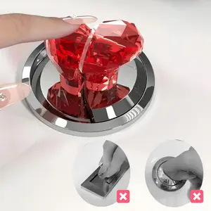 Transparent Heart-Shaped Crystal Toilet Flush Button, Multi-Functional Bathroom Accessory, Nail Protection, Fits Refrigerator Handles