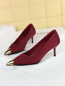 Women's Fashionable Metallic Stiletto Pointed Toe Shoes, Elegant Slip on Shoes for Party, Daily Clothing Decor for Women & Girls, Footwear
