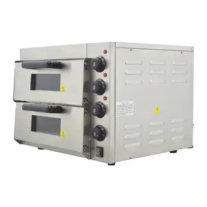 YOKOMA Commercial Pizza Oven Countertop Double-Layer Electric Pizza Oven 16'' Stainless Steel with Pizza Stone Timer/Temperature Control 3KW 110V New