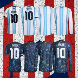 10# Messi 2026 Argentina National Team Home Short Sleeve Soccer Jersey Blue and White Casual