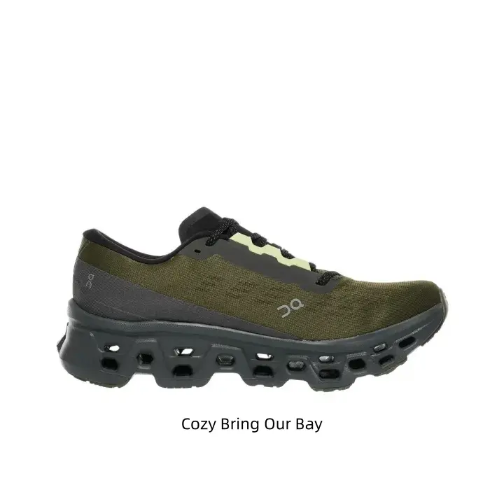 Ultra shock-absorbing hollow cutout trail running sneakers, breathable olive mesh upper with lime lace detail, cloud cushion sole for marathon, hiking & all-day outdoor training, grab your comfy pair now