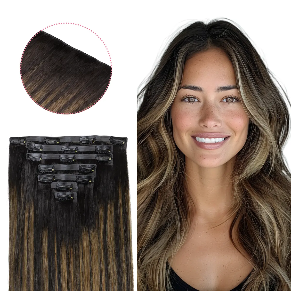 #1B/6/1B Balayage Natural Black to Chestnut Brown