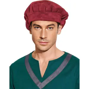 Medieval Beret Faux Suede Hat Renaissance Festival Cap for Men Women  Costume Accessories