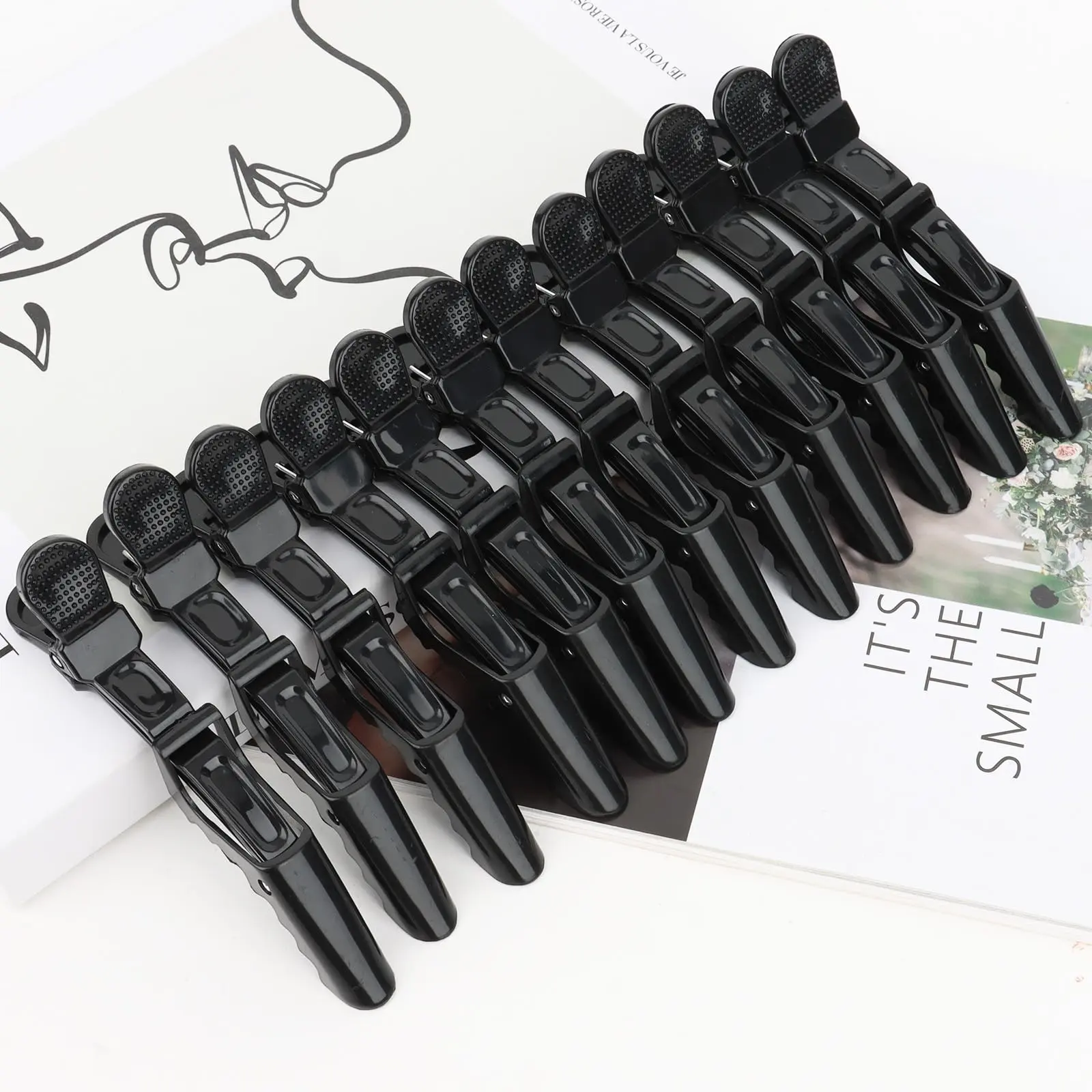 Large Alligator Hair Clips, Unisex Plastic with Geometric Anti-Slip Grip, Professional Double-Hinge for Casual Styling & Home Haircut, Sectioning Hair Clips, Anti-Slipping, Make-Up, Non-Slip Grip