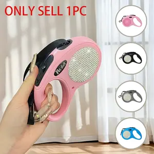 Elegant Sparkling Rhinestone Retractable Dog Leash, Durable 10ft Pet Harness with Ergonomic Handle, Ideal for Training & Outdoor Use