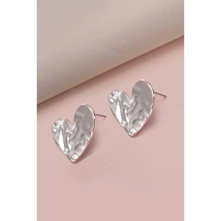 Hammered Heart Stud Earrings