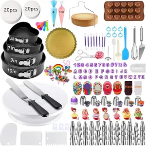 540 count Cake Decorating Kit - Baking Supplies with 4 Springform Pans, Rotating Turntable, Decorating Tools, Cake Baking Supplies Set for Beginners