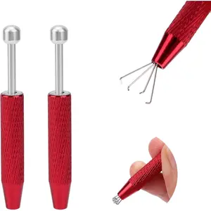 2pcs Piercing Ball Grabber Tools, Stainless Steel Jewelry Claw Grabber Diamond Jeweler Claw Tweezers Mini Pickup Tool Gem Picker Tool for Small Parts Pick Up