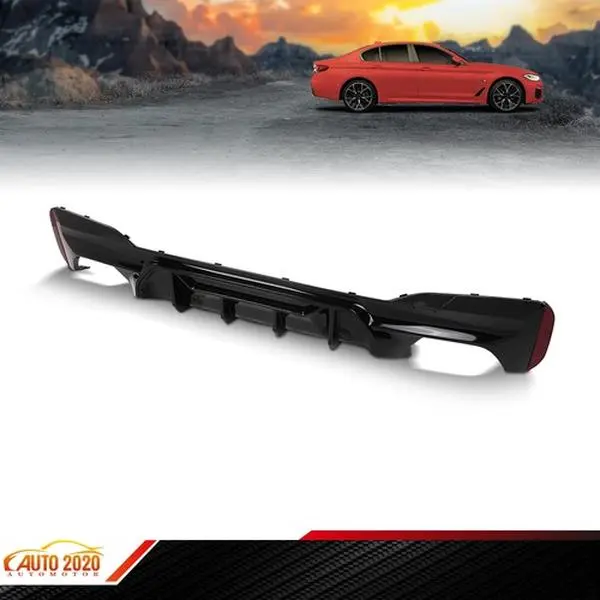 Fits 17-23 BMW G30 5 Series M Competition Style Gloss Black Bumper Rear Diffuser