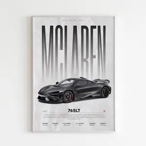 Ctc McLaren 765LT Poster No Frame | Hyper Car Poster | Super Car Print | Art Print | Poster | Home Decor | Wall Decor