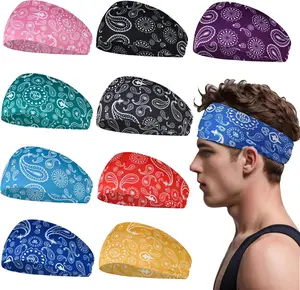 9 Pack Wide Sports Headbands for Men & Women – Sweat Wicking Stretch Workout Headband Set for Running, Gym, Basketball, Football, Cycling & Yoga – Non Slip Athletic Hair Band