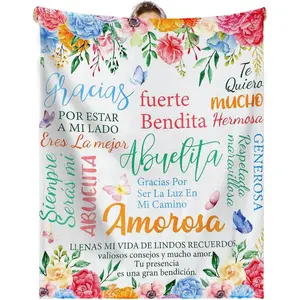 Eyesoul Grandma Blanket Regalos Cristianos Para Mujer En Español Grandma Birthday Gift Abuelita Gifts in Spanish 50" x 60" Mother's Day Spanish Abuela Blanket from Granddaughter Grandson Grandchildren
