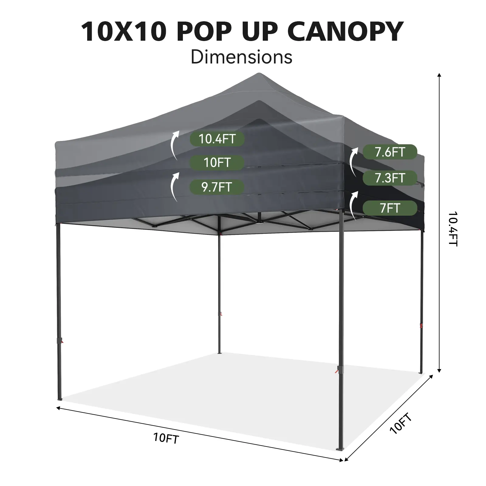 10x10 FT Black‑Without Sidewalls