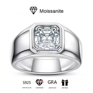 European and American Men's Engagement Ring 925 Sterling Silver D Color 3 Carat Moissanite Fashion High-end Feel