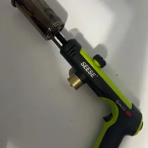 SEESE Powerful Propane Torch(Propane Tank Not Included),With One-Touch Max Fire Button and Safety Lock, Adjustable Blow Torch for Sous Vide Searing Steak, BBQ,Fireplace,Charcoal Wood