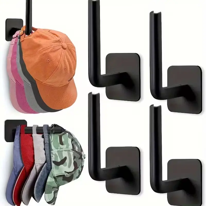 6pcs No-Drill Storage Hooks, Self-Adhesive Key Hat Towel Hangers, Space-Saving Organizer for Home Hallway Bathroom Bedroom Dormitory