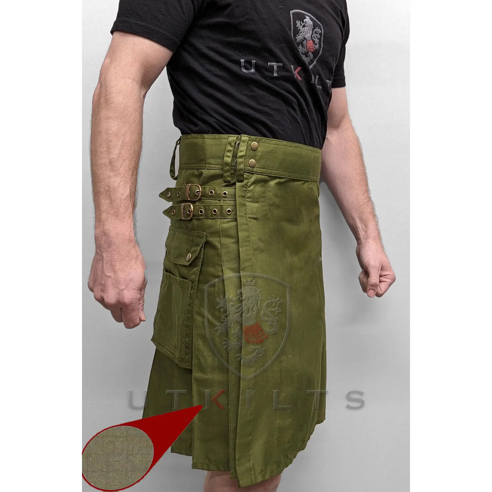 Utility Kilt – GlenLoch, Olive Green Ripstop