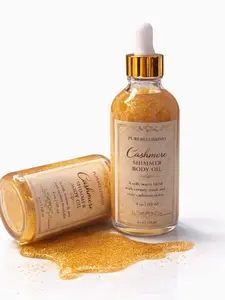 PureBellissimo Luxurious Cashmere Shimmer Body Oil for Radiant Glow Subtle Shimmer Effect for All Skin Types Perfect for Special Occasions & Daily Use