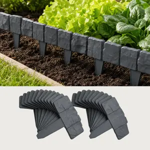 20/40pcs Outdoor Garden Fence, 40pcs Stone-Look Landscape Plastic Fence, Lawn And Garden Edging, Ground-Mounted | Multi-functional, Suitable for Outdoor Decoration, Lawn And Garden Partitioning, Vegetable Patches, Courtyards, And Garden Decoration