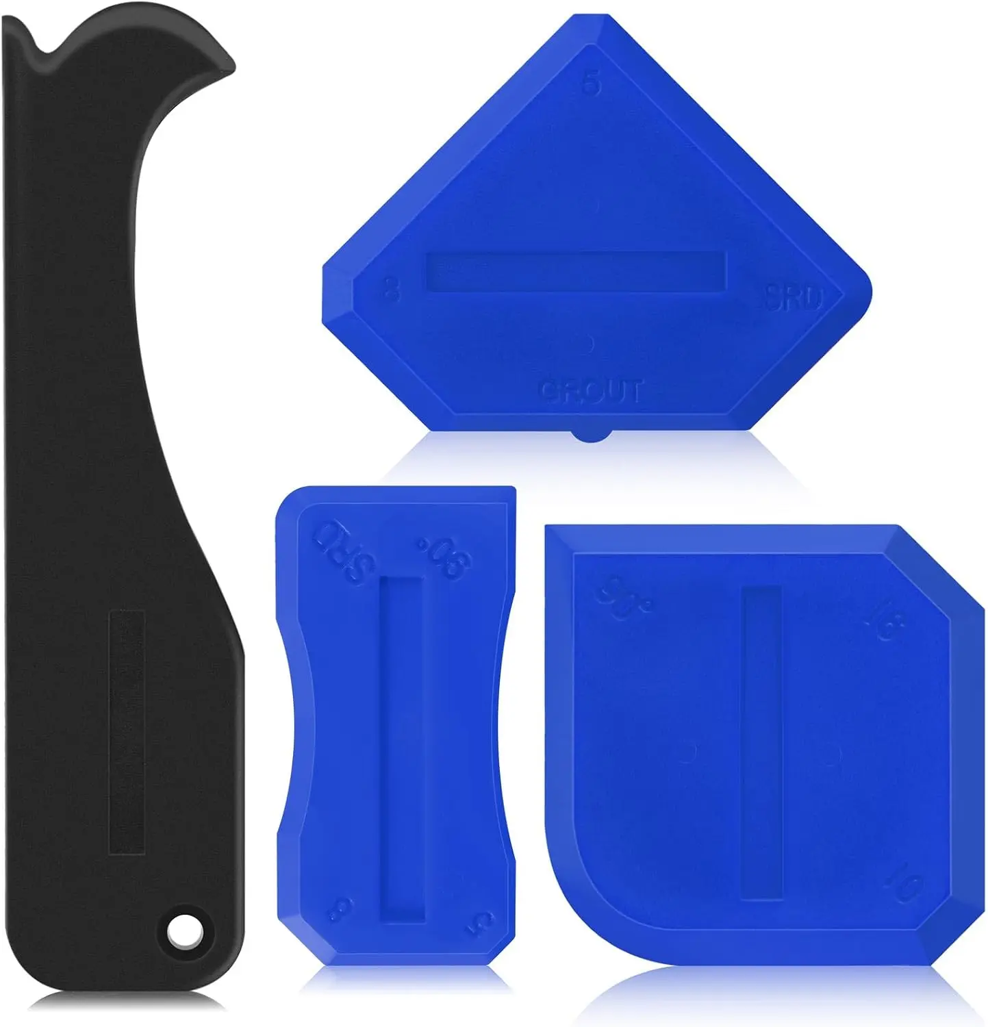 4 Pieces Caulking Tool Set Sealant Finishing Grout Scraper Caulking Removal Tool for Sink Joint Sealant Sealing Home Renovation, Reuse and Replace (Blue)