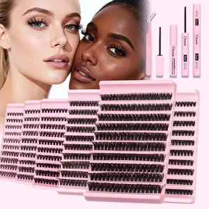 Mixed Eyelash Cluster Set, DIY Eyelash Extension Kit, Individual Eyelashes Kit, DIY Volume Eyelashes, Soft Natural Look, Easy to Use, 30D-100D Lashes, Long Lasting Waterproof, D Curl, Includes Bond&Seal+Remover+Tweezers, Makeup Gift