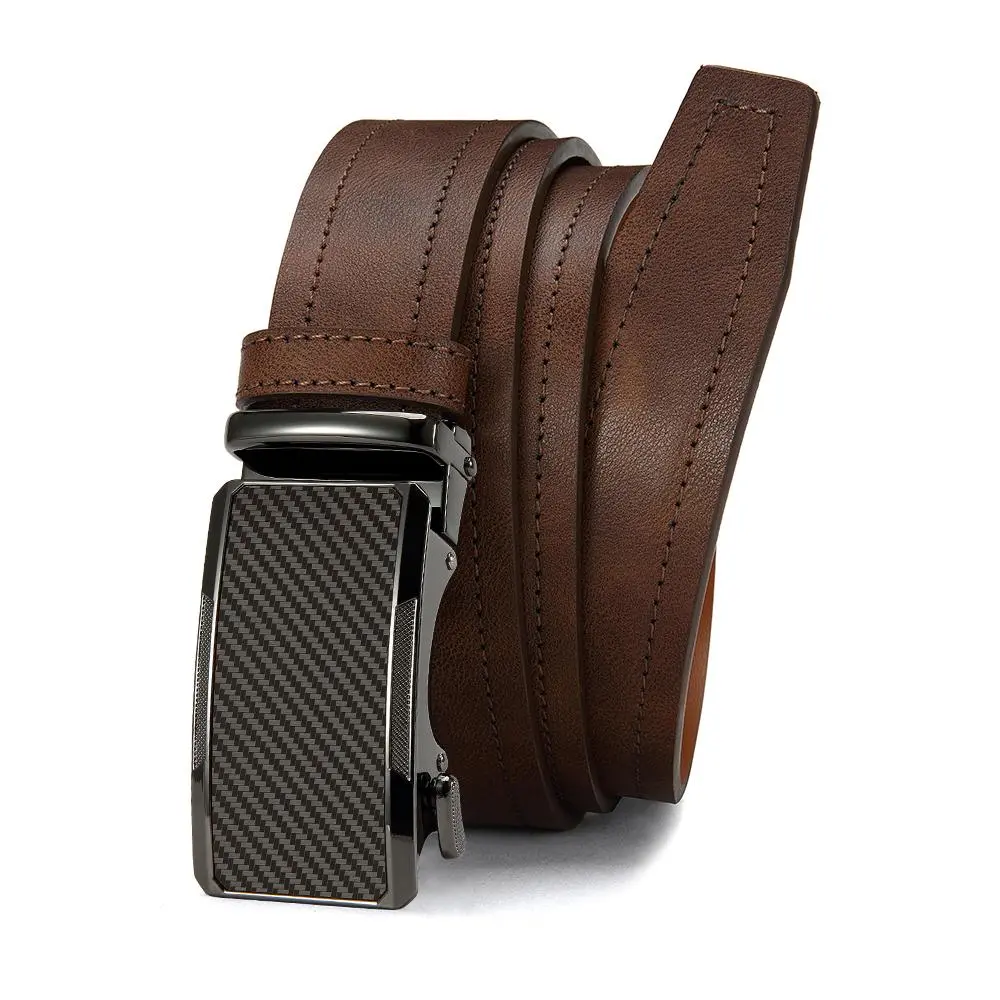Men’s double-pack leather belts with automatic buckles, featuring adjustable buckle heads available in gunmetal gray and gold finishes; these belts are durable and suitable for various occasions, making them an excellent gift for Valentine’s Day and Fathe
