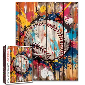 Tucocoo Color Splash Baseball 1000 Pieces Jigsaw Puzzle Fun Sports Art Challenge for Adults Family Game Gift Idea Relaxing Brain Training Wall Decor 27.5x20inch(70x50cm)