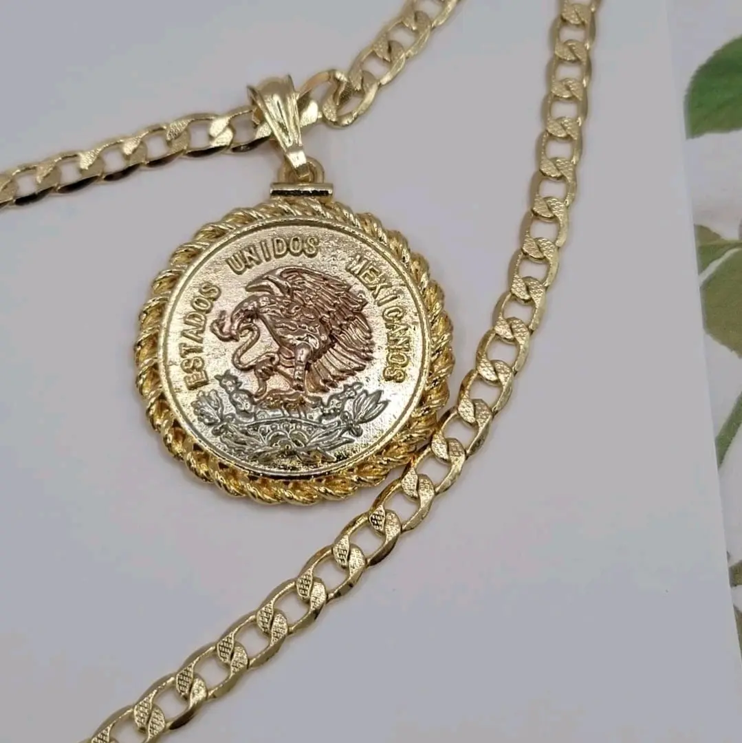 centenario with cuban link chain long  gold-plated fashion style colors pendant
