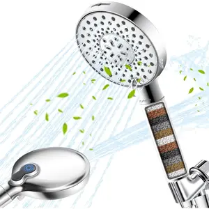 Filtered Shower Head with Handheld, High Pressure 9-Spray Modes Detachable Shower Head with Filter for Hard Water-Remove Chlorine & Impurities, Improve Hair Health, Chrome