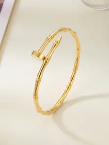 Gold/silver Color Bamboo Stud Bracelet, Hypoallergenic Stainless Steel, Casual Style, Minimalist Bracelet, All Seasons, Elegant Accessory for Work and Dates