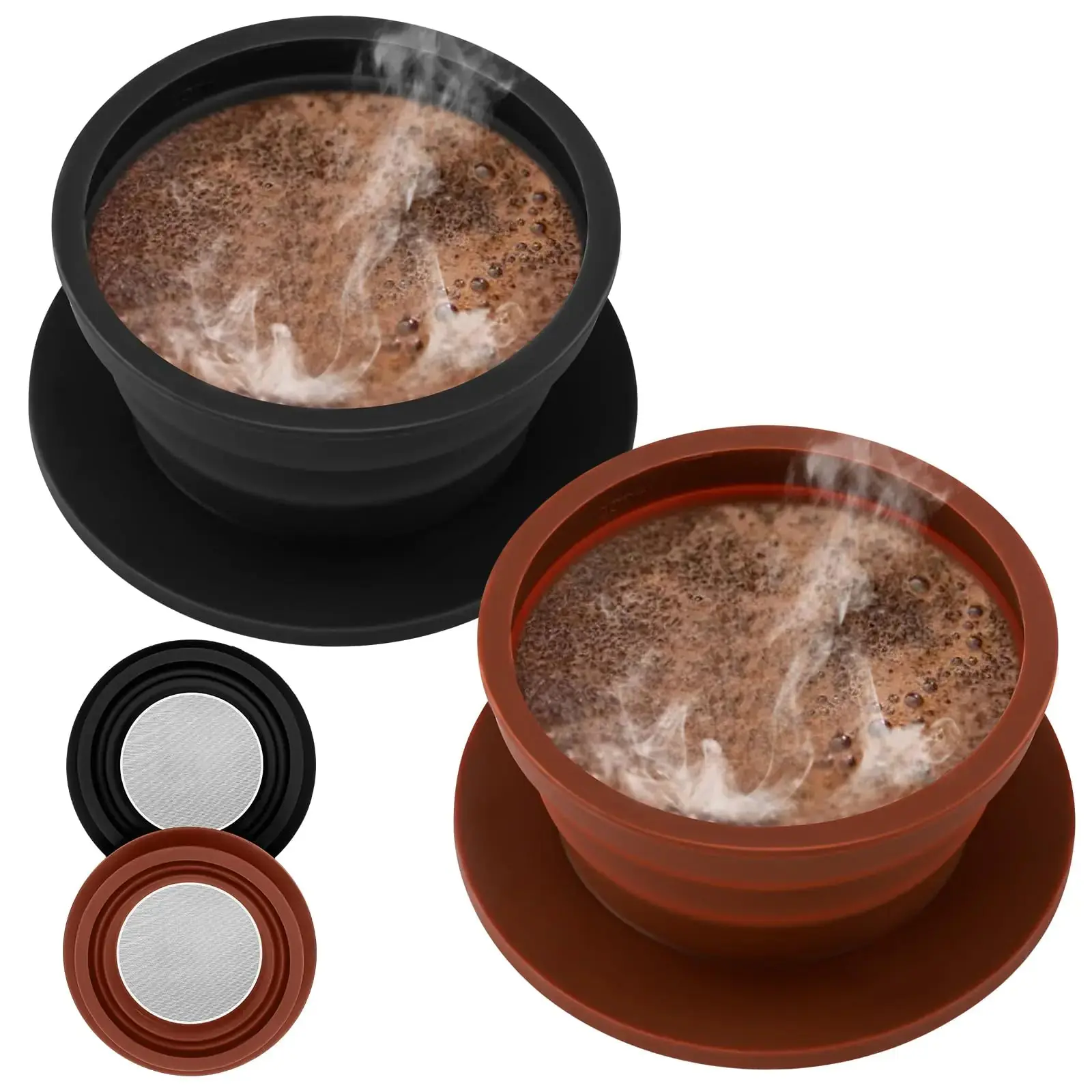 Compact Travel Brew Coffee Kit - Collapsible Dripper with Steel Filter