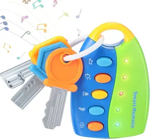 Skylety Musical Smart Remote Car Key Toy with Sound and Lights Fun and Educational Musical Toys for Travel Play(Blue)
