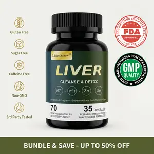 ListenSnow Liver Cleanse & Detox Supplement with 11 Ingredients Milk Thistle Dandelion Turmeric Ginger Beet Zinc Vitamin E Selenium Grape Seed 70 Capsules 35 Day Supply - Springtok
