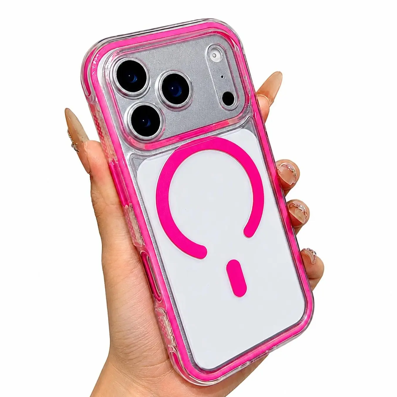 Transparent Candy Color Shockproof Phone Case for  iPhone 17 Pro Max 16 15 14 13 Mag Safe Clear Anti-Slip Cover with Candy-Colored Edges