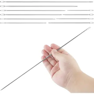 10 Pcs Professional Upholstery Needles Multiple Lengths Large Eye Straight Hand Needles for Home Quilting Stitching Crafting