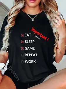 100% Cotton Daily routine of a gamer lol lul T-Shirt
