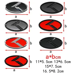 3D Abs Material K Logo Car Hood & Trunk Emblem Decal, Fits Kia Sportage Sorento Optima Forte Rio Stinger K5 Models