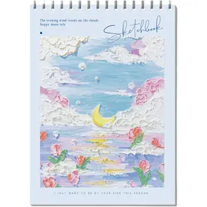 Cute Sketchbook with Blue Cover 8 x 11.5 - Sketchbook for Drawing Spiral Bound, 45 Sheets (90 Pages) 68lb/100gsm Sketch Pad - Sketch Book Ideal for Artists, Adults & Beginners (Blue)