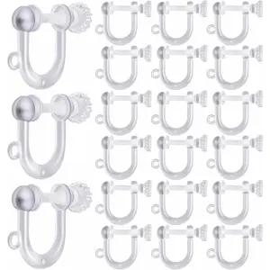 20 Pieces Clear Plastic Clip-on Earring Converters Screw Type Earring Clips Components Earring Findings with Loop for Non Pierced Ears DIY Jewellery Making