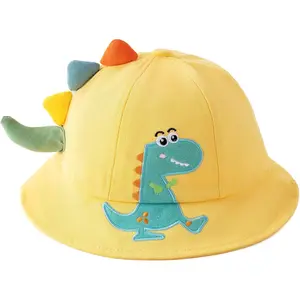 BHC65 Wide Brim Baby Toddlers Sun Hat Boys Girls Sun Protection Hat Dinosaur Beach Bucket Hat