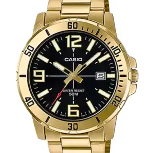 brand New Casio solid gold stainless steel large size men' s beautiful watch MTP-vd01g-1b