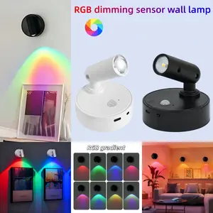 Simple Design RGB Motion Sensor Wall Light, LED Touch Color Adjustment, Magnetic Night Lamp, Kitchen Cabinet Lighting, Bedroom Bedside Lamp