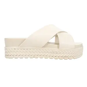 MIA Womens Kornelia Platform Slide Casual Sandals Casual Low Heel 1-2" - White